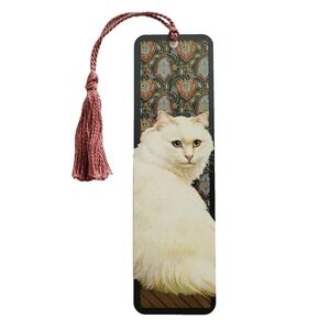 Vintage 80s Hallmark White Cat Bookmark, "Pretentious Cats" 1985 Artworks, HM104